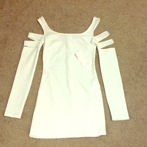 Tobi white cold shoulder bodycon dress